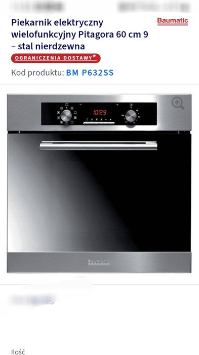 Piekarnik Baumatic P632SS do zabudowy 60x60