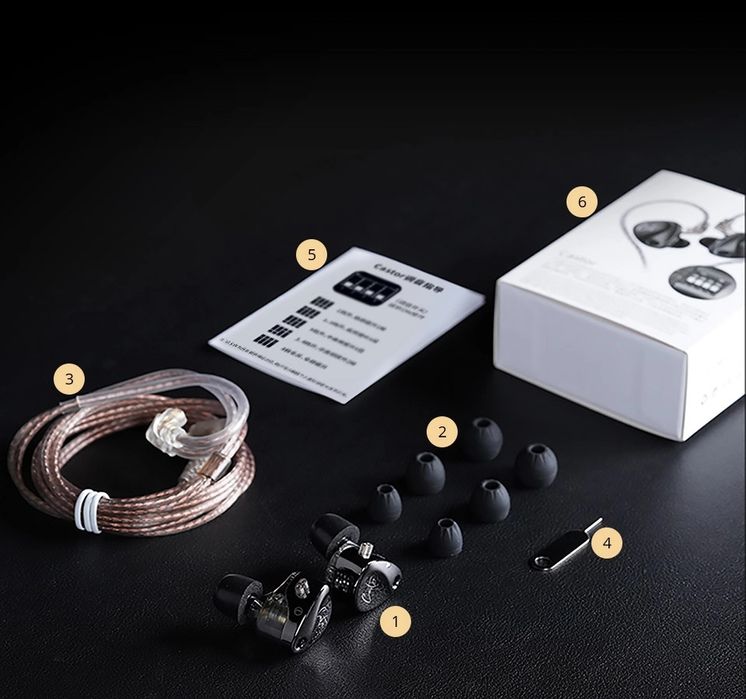 Наушники KZ Castor Improved Bass 2 динамика и эквалайзер, шикарный бас