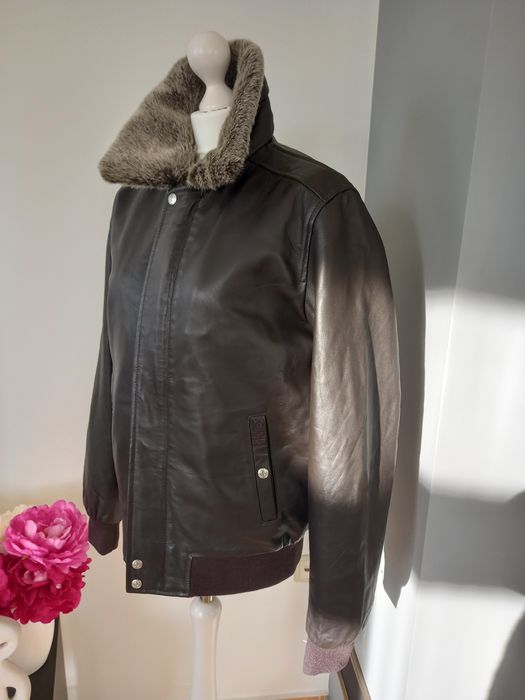 Schott kurtka bomber ze skóry naturalnej w kolorze brązowym  oryg. L