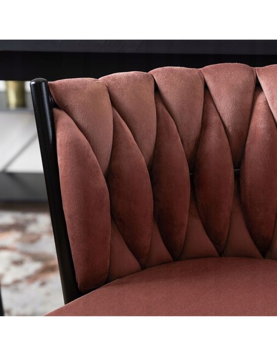 Hoker Loft Różowy Welurowy Barowy Z Oparciem