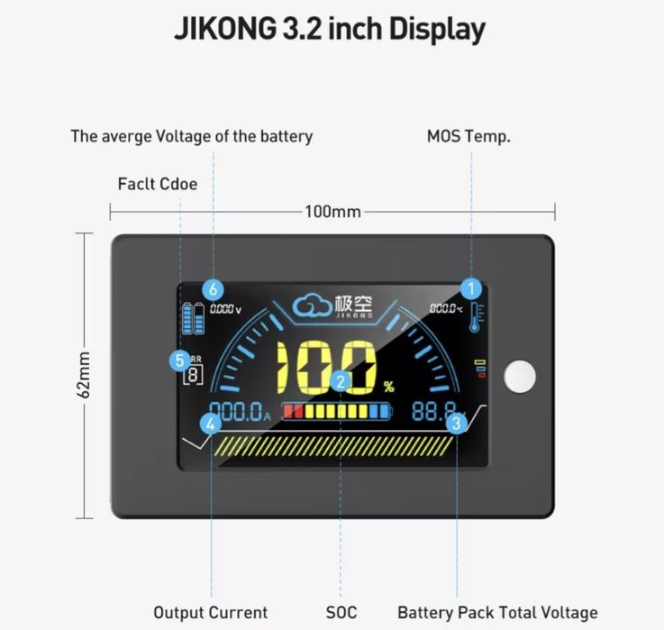 Плата балансування JK BMS B1A8S10P + екран BMS 3.2
