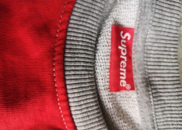 Bluza dresowa męska supreme vertical logo crewneck (grey/red) M
