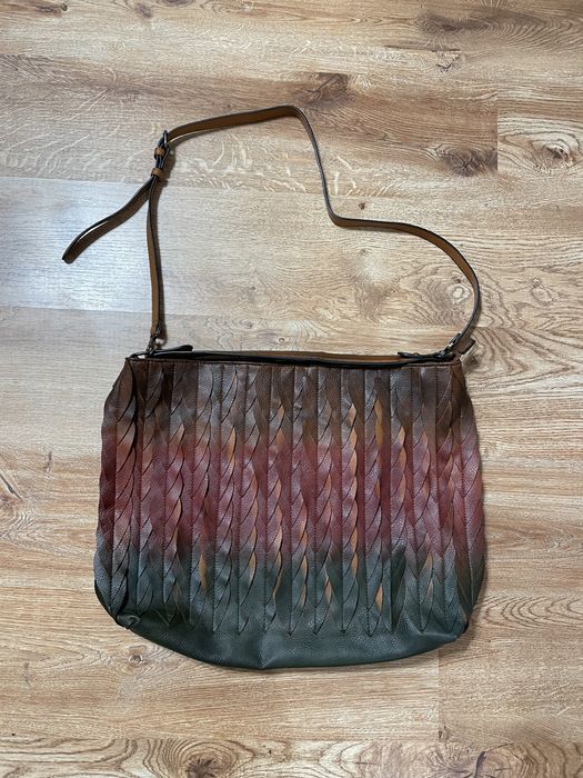 Сумка кожаная большая Бордо -коричневый-зеленый Одесса 900 грн