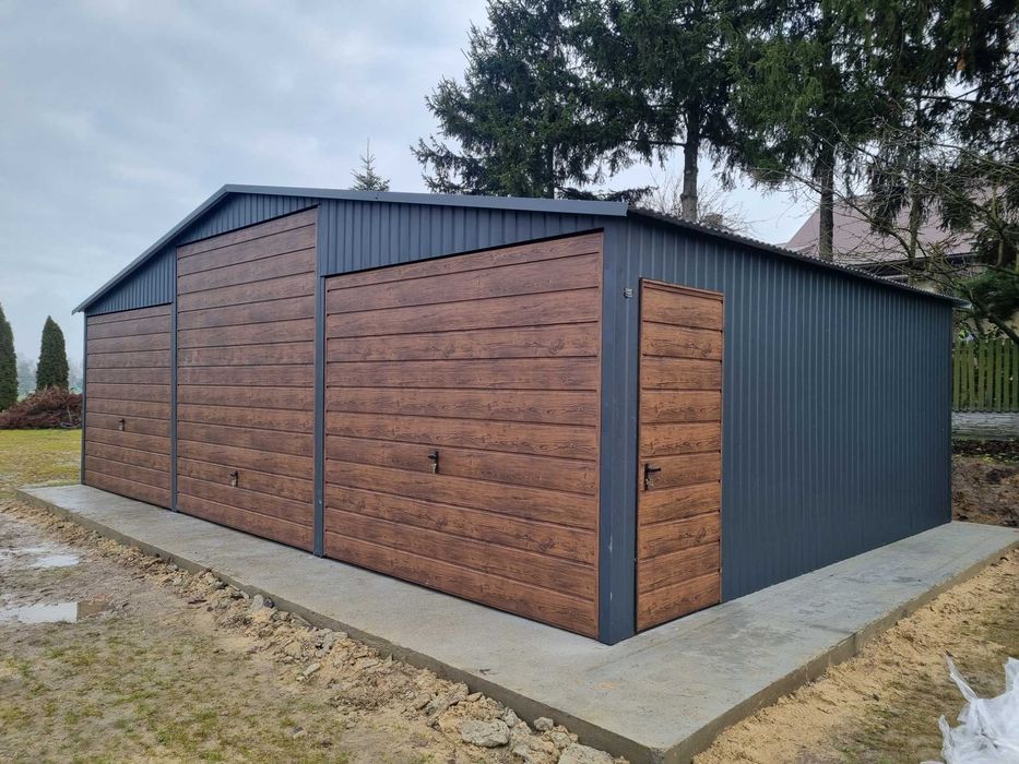 Garaż blaszany dwuspadowy 9x6 9x5 blaszak wiata blaszaki Silver-Stal