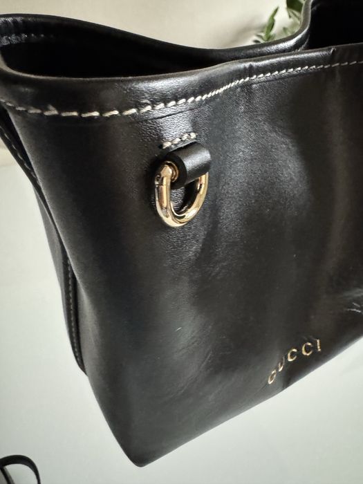 Czarna Gucci emblem mini Bucket  Bag