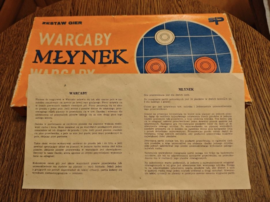 Rozrywka z PRL • Zestaw gier planszowych: Warcaby, Młynek