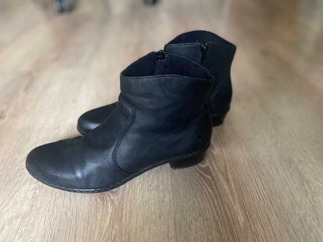 Czarne buty skórzane  riker za kostkę