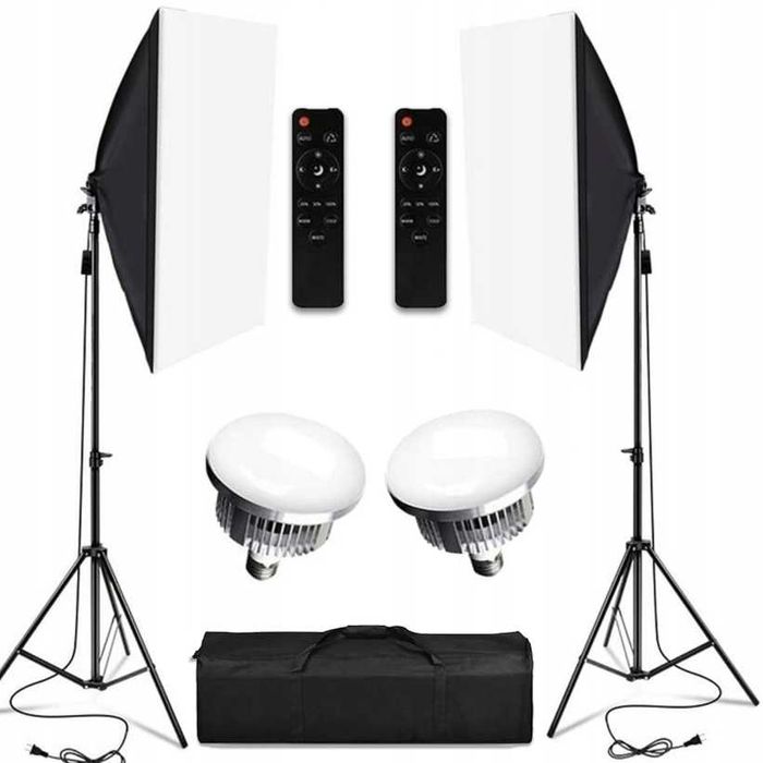 2X LAMPA STUDYJNA Fotograficzna Softbox 50x70cm Oświetlenie | GRATIS