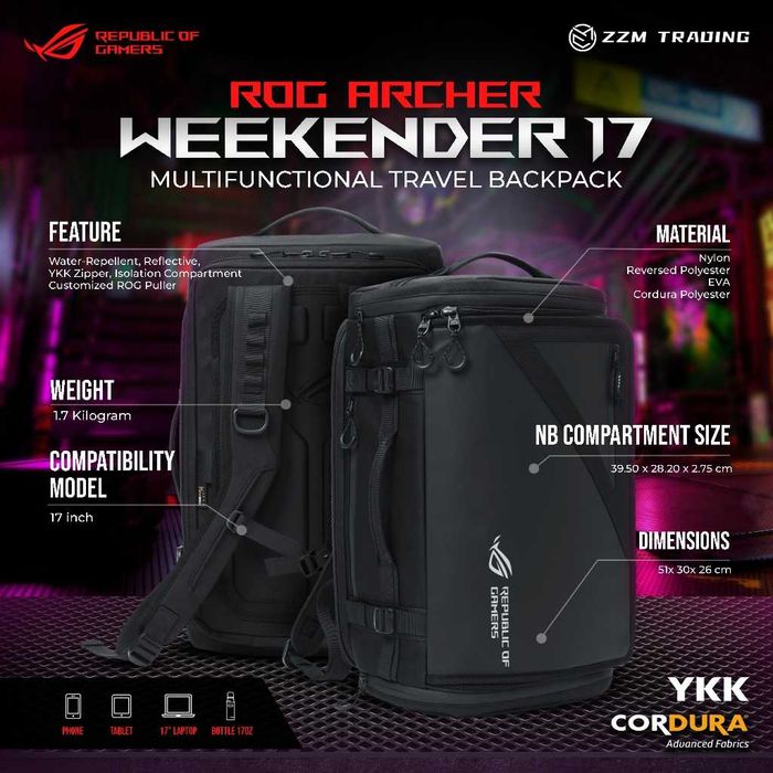 Plecak Asus ROG Archer 17 Weekender - 32L