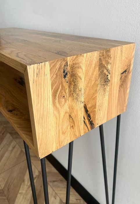 Konsola RUSTIC dębowa 80cm x 30cm x 91cm LITE DREWNO