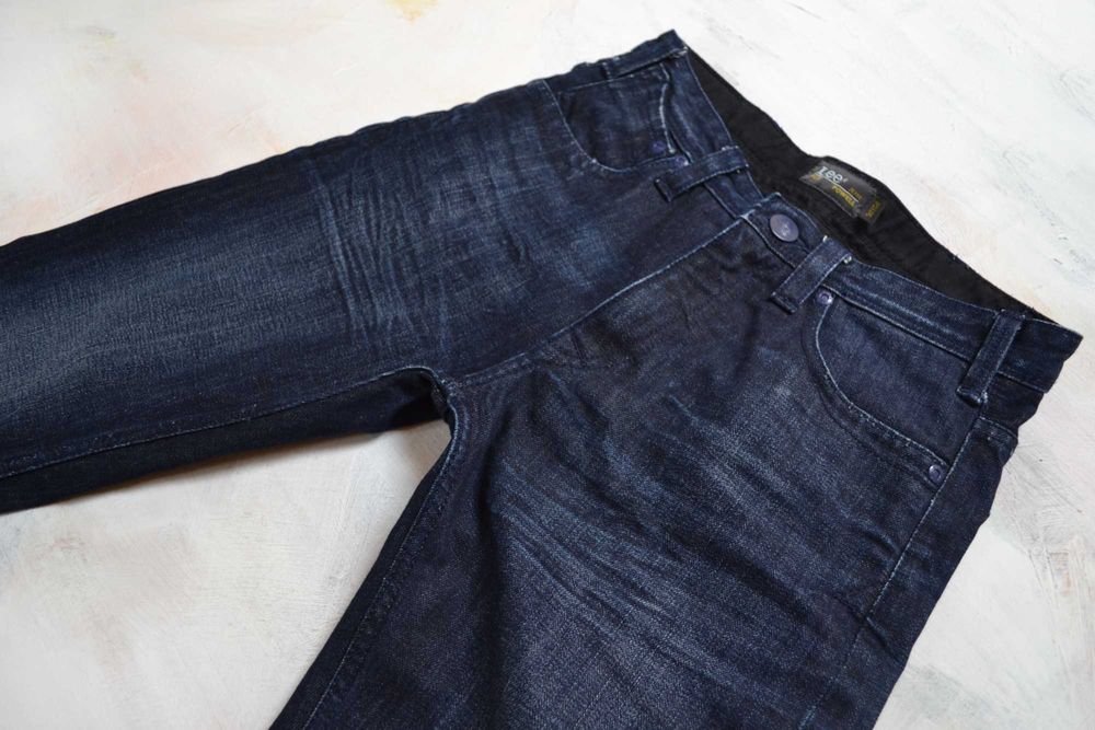 jeansowe spodnie Lee Proste granatowe S/M jeansy