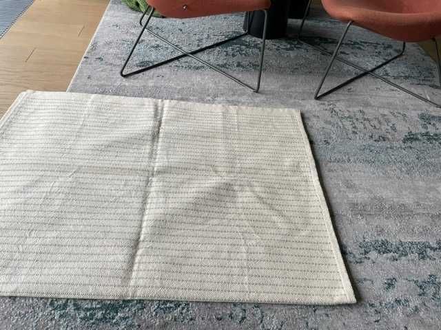 Dywan chodnik beżowy tkany na płasko 135x195 Bawełna 100% lekkie paski