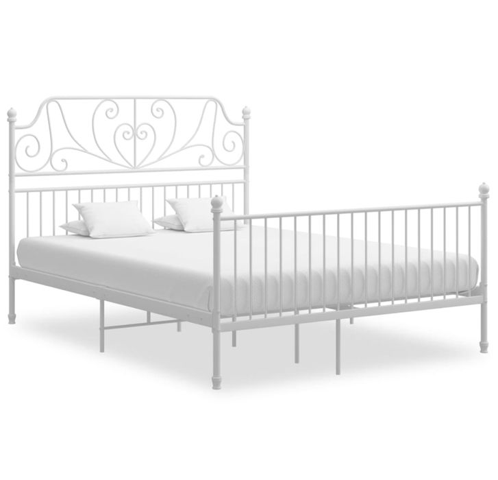 Cama Branca em ferro + Estrado Metálico