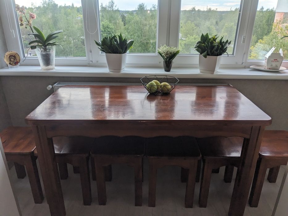 Обідній стіл з табуретками(6шт) з натурального дерева (дуб)