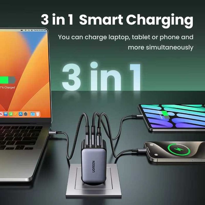 Зарядний пристрій 100W UGREEN Nexode X GaN X756 Блок живлення Вт