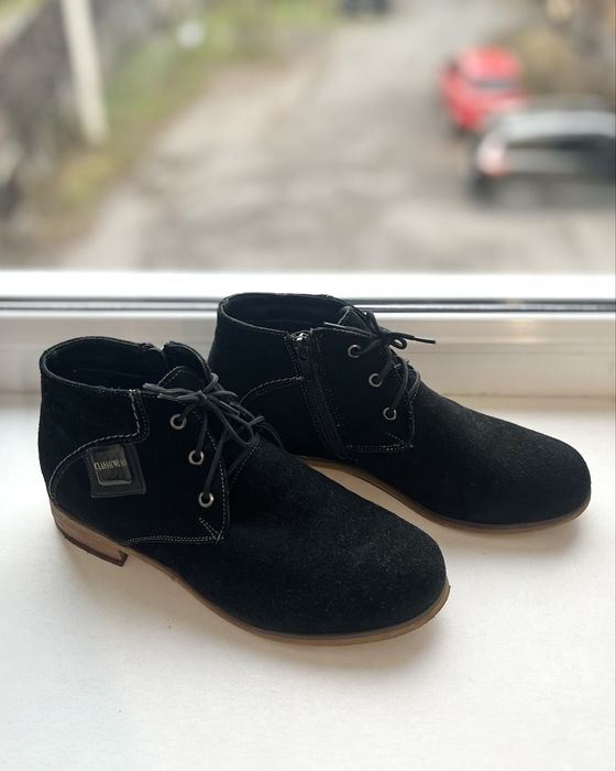 Замшеві черевики, ботінки, розмір 36,демисезон, чорні