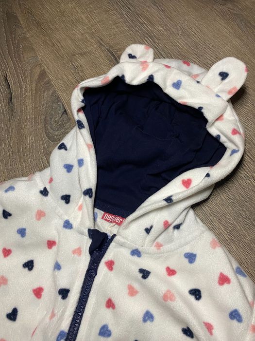 Тепла флісова піжама в сердечках кігурумі дівчинці 12-14р.