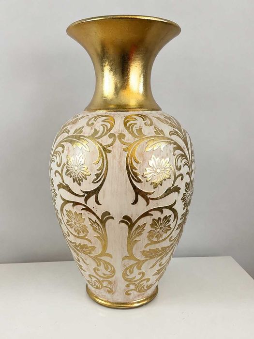 Jarrão decorativo em cerâmica dourado e branco, 50 cm (novo)