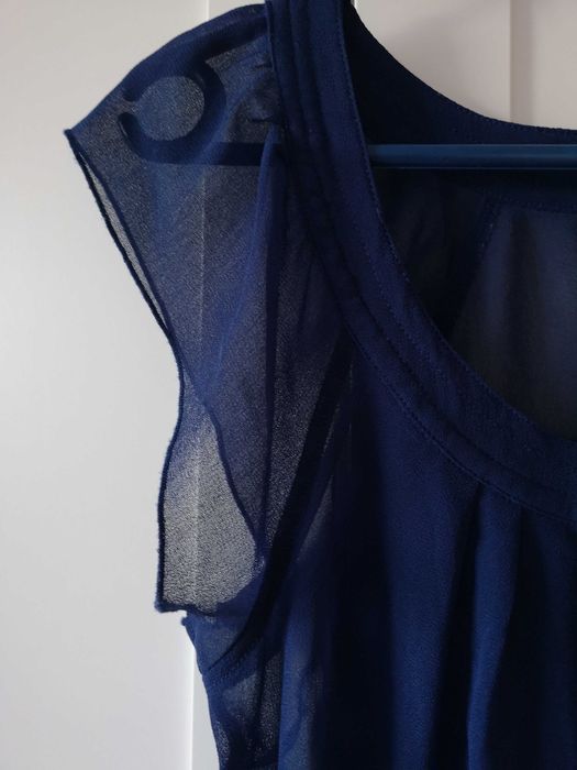 ONLY granatowa bluzka zwiewna falbana lato 36/S