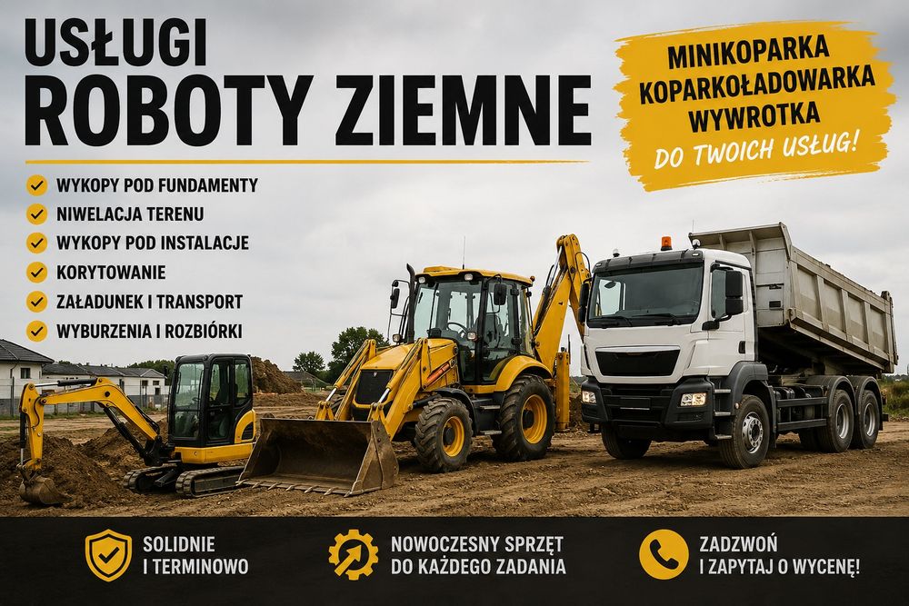 Roboty ziemne usługi minikoparka koparkoładowarka