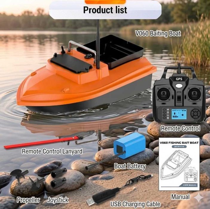 Карповый кораблик GPS 160 точек 24000 mA  Сумка в подарок Кораблик для рибалки