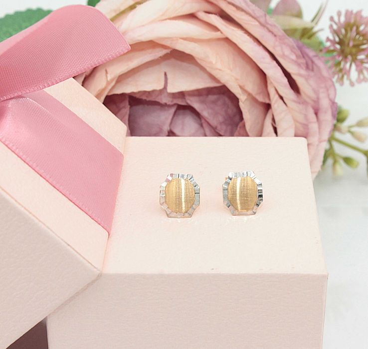 Złote kolczyki p.585/1,01g - żółte i białe złoto