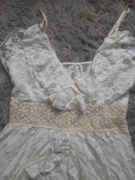 kombinezon koronkowy krótkie spodenki narzutka boho  roz uni