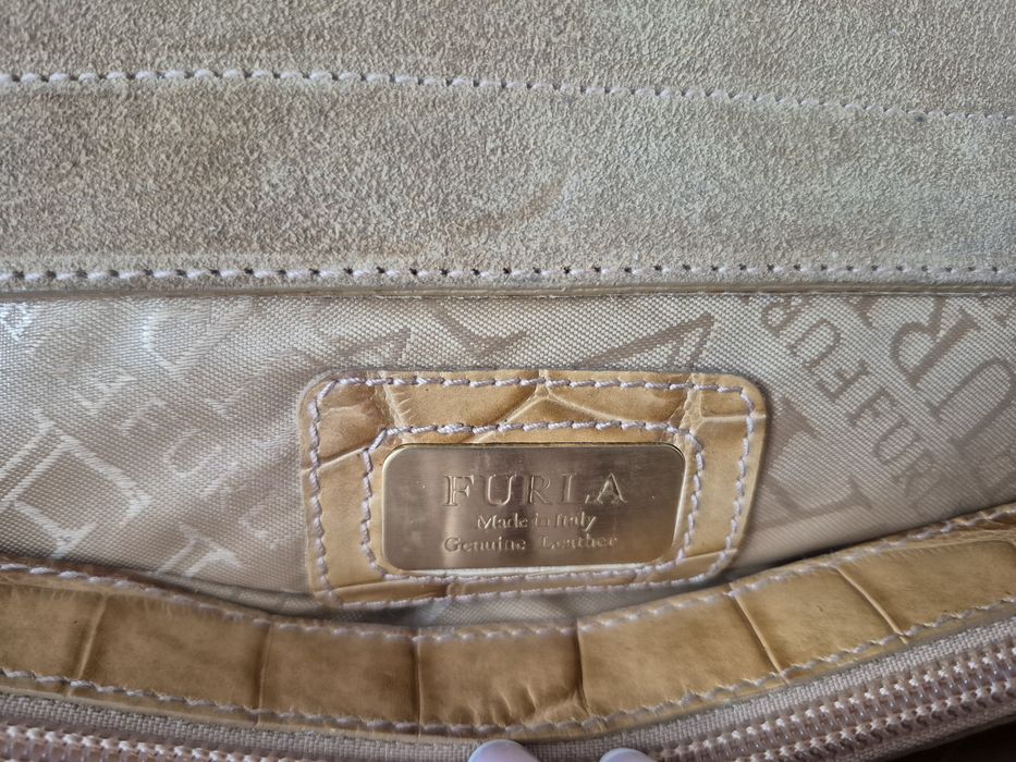 Furla mala torebka ze skóry naturalnej w kolorze karmelowym