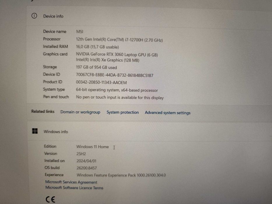 Portátil MSI Gaming – Intel Core i7 12ª Geração | RTX 3060 | 16 GB RAM | SSD 1 TB