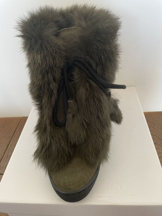 Buty trzewiki botki damskie zielone ocieplone skóra