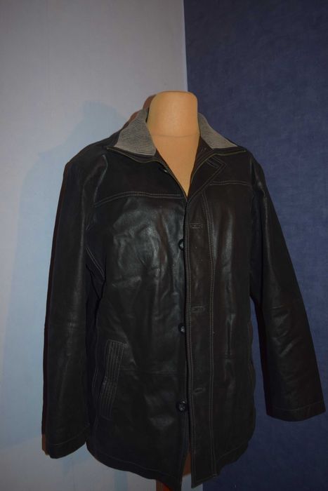 Logic  Piękna kurtka czarna skórzana męska _L