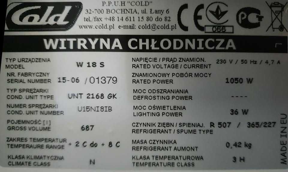 Witryna chłodnicza COLD