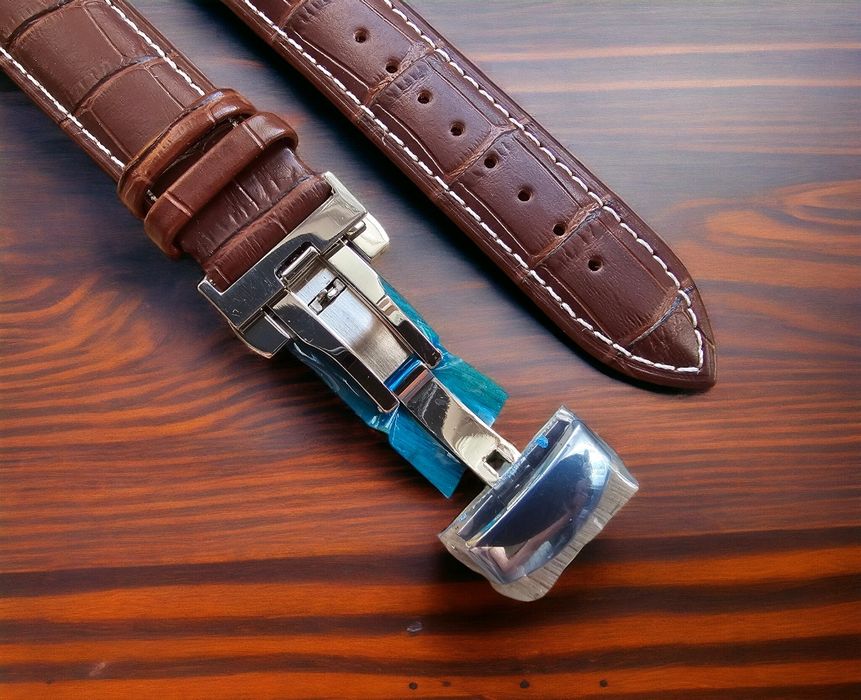 Pasek do zegarka Festina 22 mm brązowy biała nitka zapięcie motylkowe