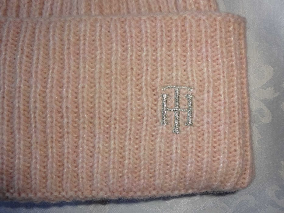 TOMMY HILFIGER 32% Alpaca 6% Wool jasno różowa czapka jak nowa