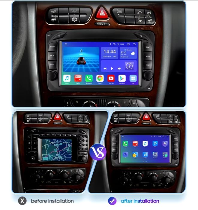 Radio 2 DIN Android Mercedes CLK/Vito/Vaneo/Benz A/Viano + Carplay GPS