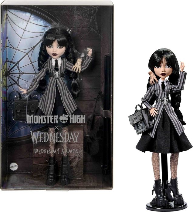 Лялька Монстер Хай Венздей Аддамс у шкільній формі Monster High X Wednesday Addams Doll HXJ04 Mattel Оригінал