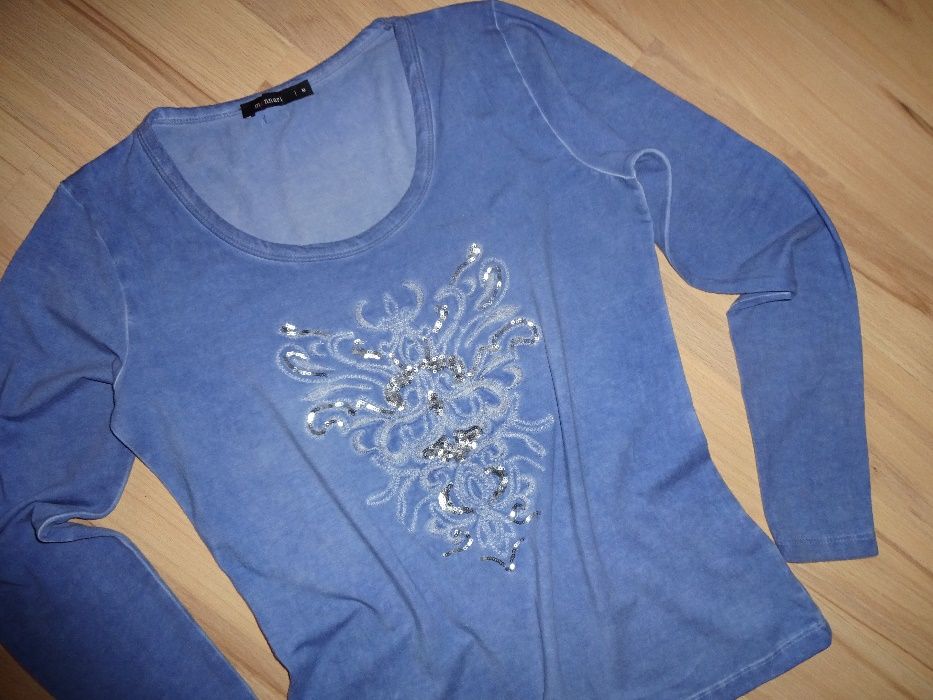 okazja MONNARI niebieska ala jeans bluzka dlugi rękaw HAFTY cekiny r M