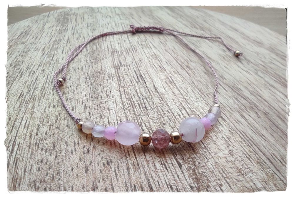 Bransoletka sznurek różowy kwarc