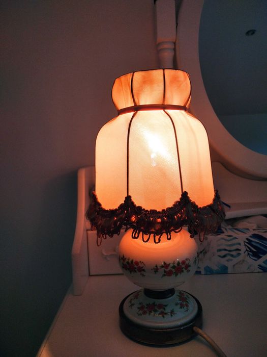 Lampka PRL piękny wzór kwiatowy
