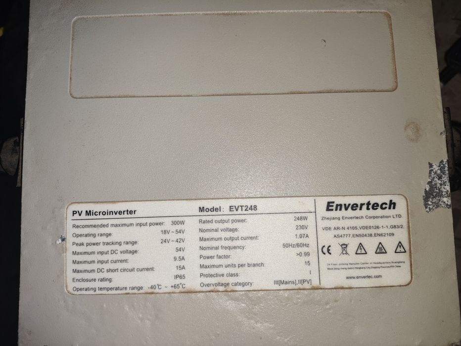 Vendo Envertech Micro Inversores Solar EVT248