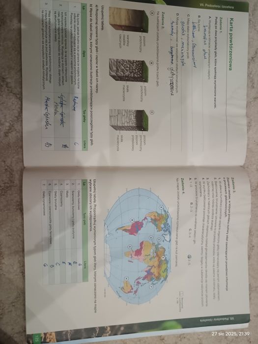 Karta pracy ucznia do geografii dla klasy pierwszej szkoły średniej