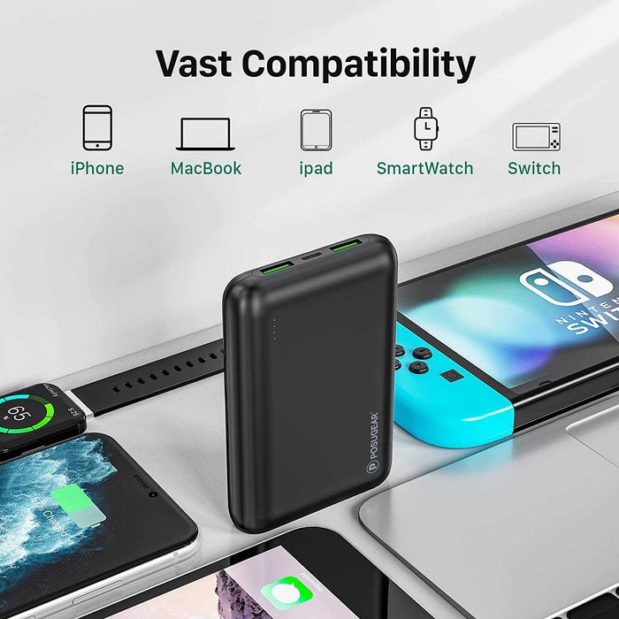 Mini Power Bank carregamento rápido, novo