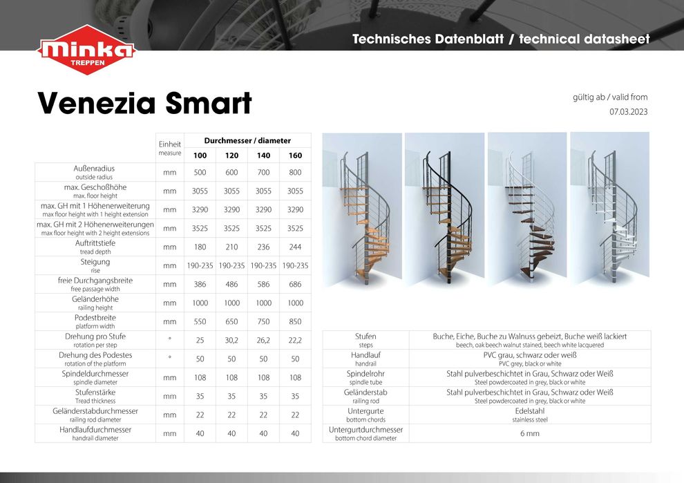 Promocja!Schody kręcone VENEZIA SMART CZARNE/ BUK fi 140 cm