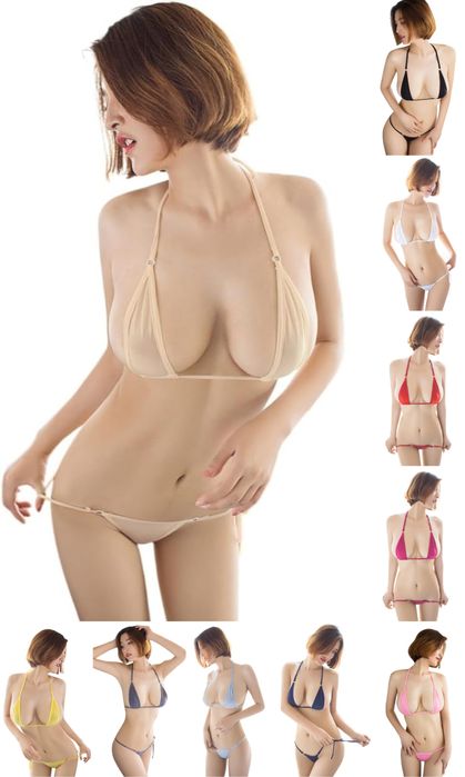 Bahama seksowne micro bikini wiązane na plażę strój kąpielowy cielisty