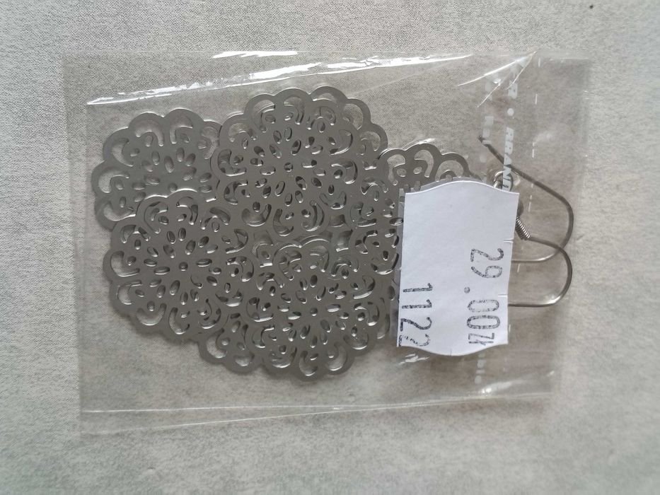 Duże wiszące stalowe kolczyki Ażurowe 7,5 cm Stal 316L Nowe