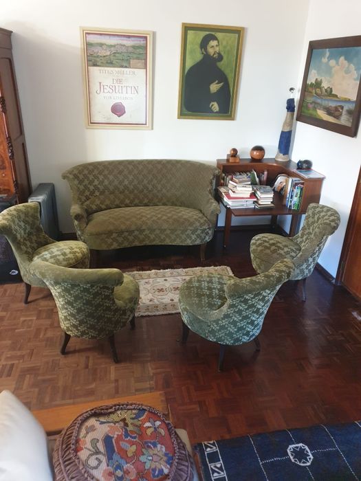 Conjunto vintage raro – Sofá e 4 cadeirões | Alemanha, anos 1920–1935