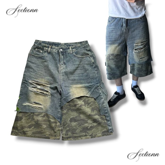 Camojorts vintage y2k sk8 project gr jaded racer opium type balenci широкі оверсайз беггі баггі шорти джинсові камуфляж камо real tree camo