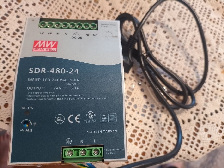Zasilacz na szynę DIN 480W 24V 20A
