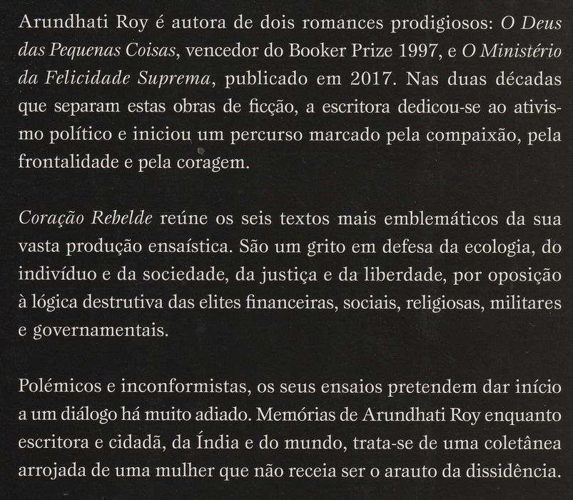 Coração Rebelde Ensaios escolhidos de Arundhati Roy [Portes Grátis]