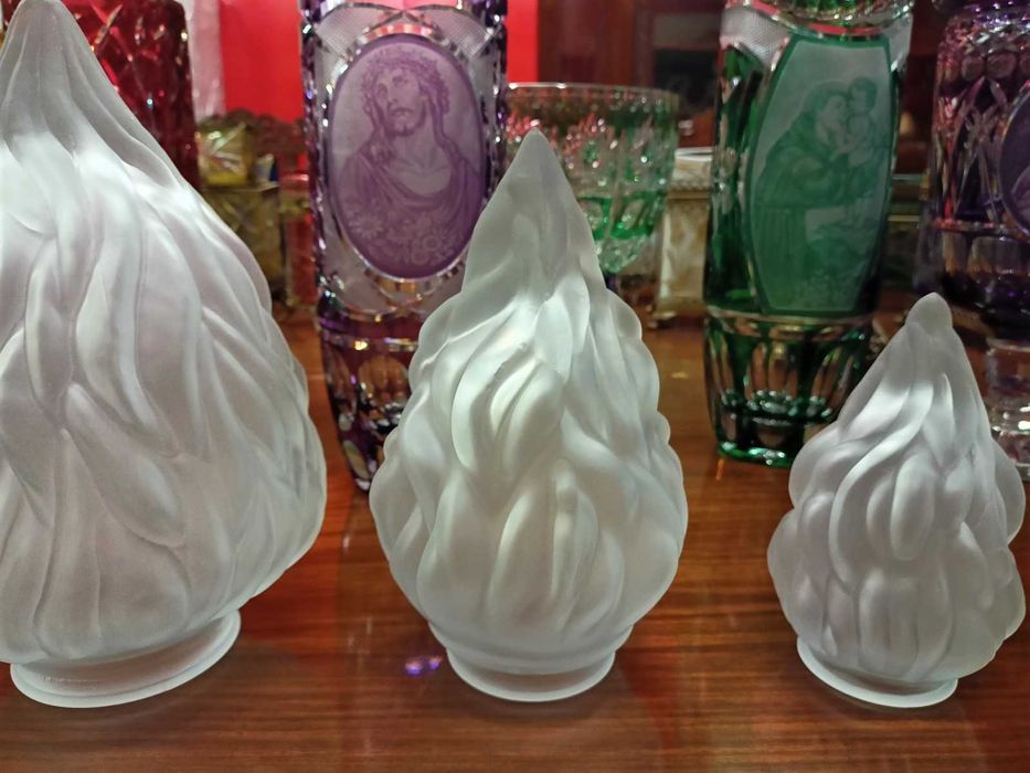 Tulipas Chama Pinhas Candeeiro Vidro